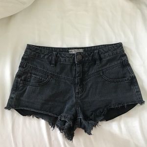 Free people black denim cut off shorts
